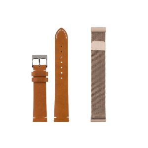 narukvica za sat kožna (Braon) + metalna (Zlatna) 20mm