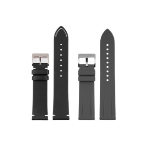 narukvica za sat kožna (Crna) + silikon (Siva) 20mm