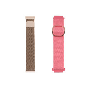 narukvica za sat metal (Puder-Roze) + textil (Roze) 20mm