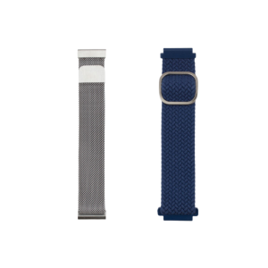 narukvica za sat metal (Siva) + textil (Plava) 22mm