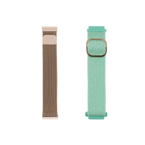 narukvica za sat metal (Zlatna) + textil (Mint) 20mm