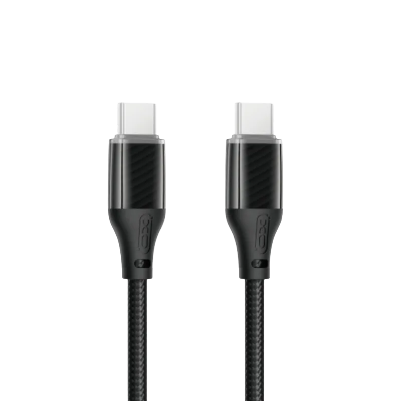 XO Kabl USB-C na USB-C NB-Q291B, 60W, 1m, Crni (ojačani pleteni)