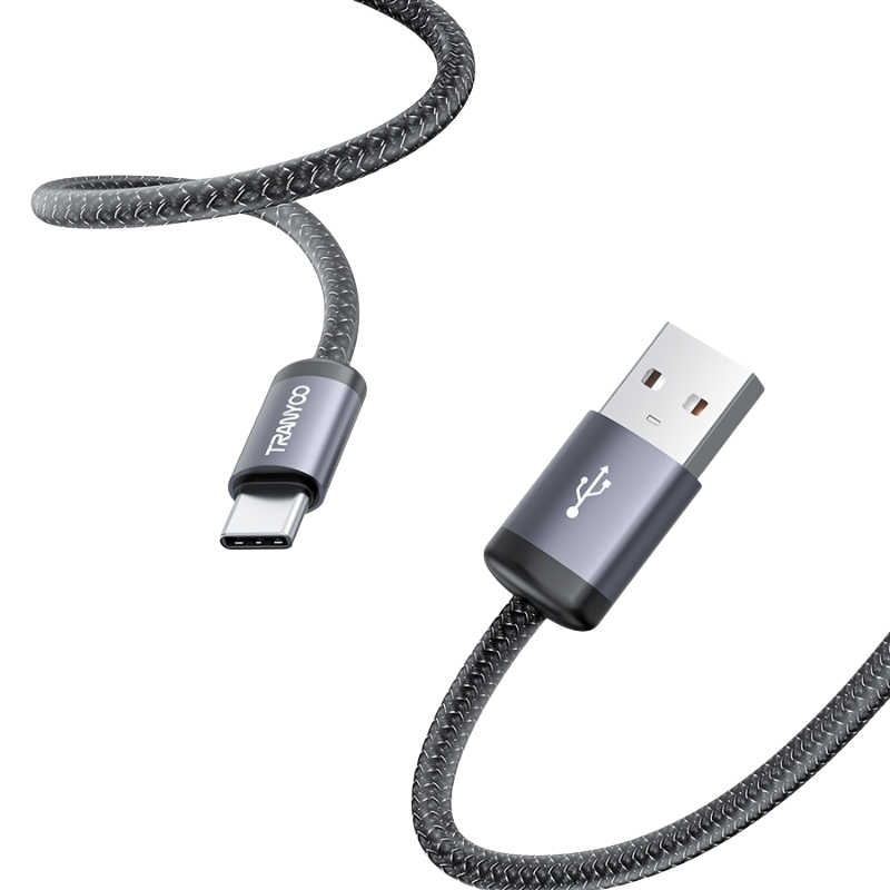 TRANYOO T-S20C Kabl USB-A na USB-C, 1m (ojačani), Crni