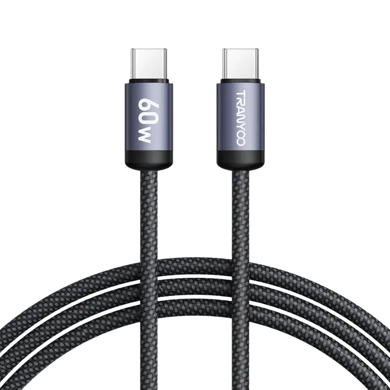 TRANYOO T-P21 Kabl USB-C na USB-C, 60W, 1m (ojačani), Crni