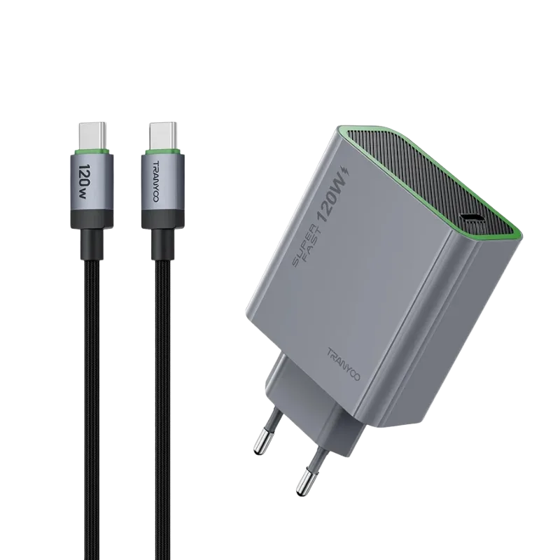 TRANYOO kućni punjač sa kablom 120W, Sivi