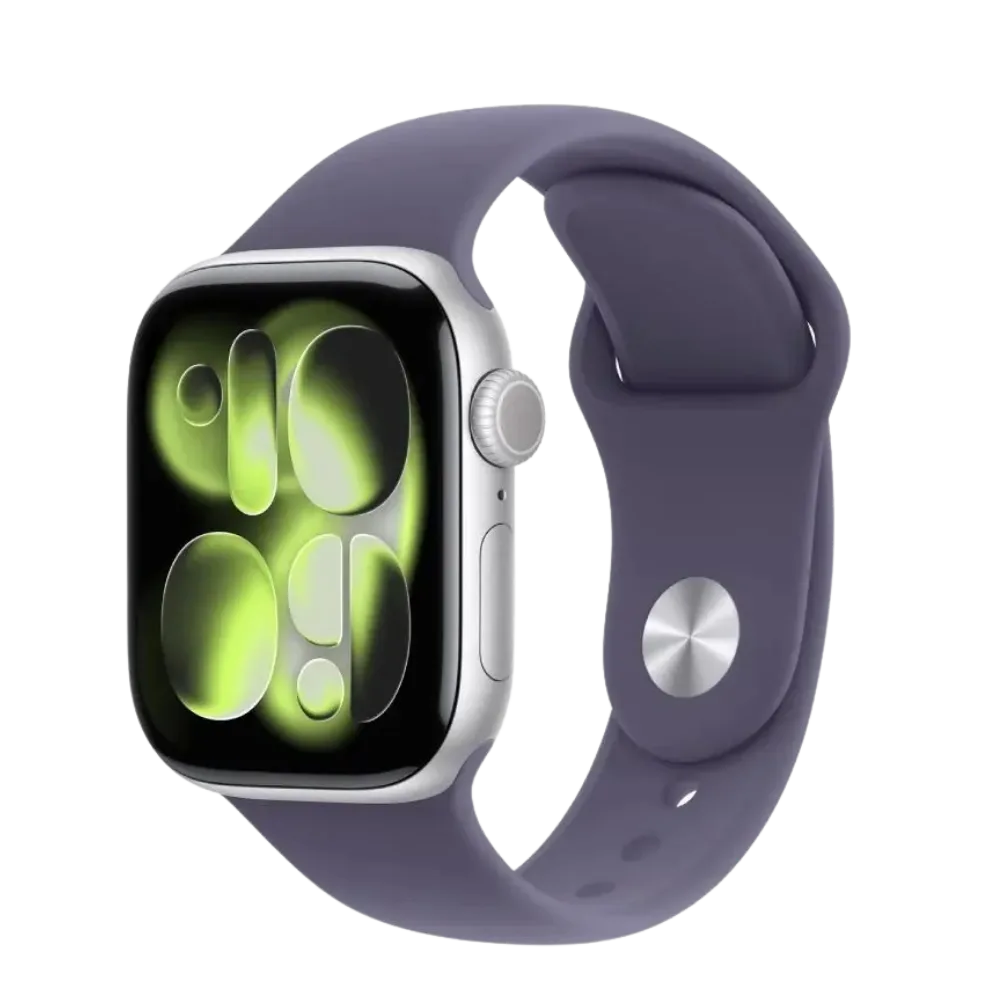 Apple Watch S11 GPS 46mm Silver Aluminium Case with Purple Fog Sport Band - M/L, (meva4rk/a)