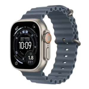 Apple Watch Ultra 3 Cellular 49mm Natural Titanium Case with Anchor Blue Ocean Band, (mewh4se/a)
