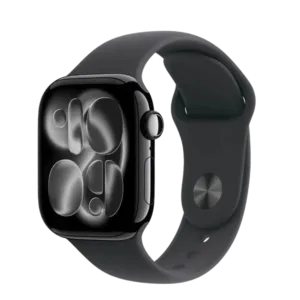 Apple Watch S11 GPS 46mm Jet Black Aluminium Case with Black Sport Band - M/L, (meux4rk/a)