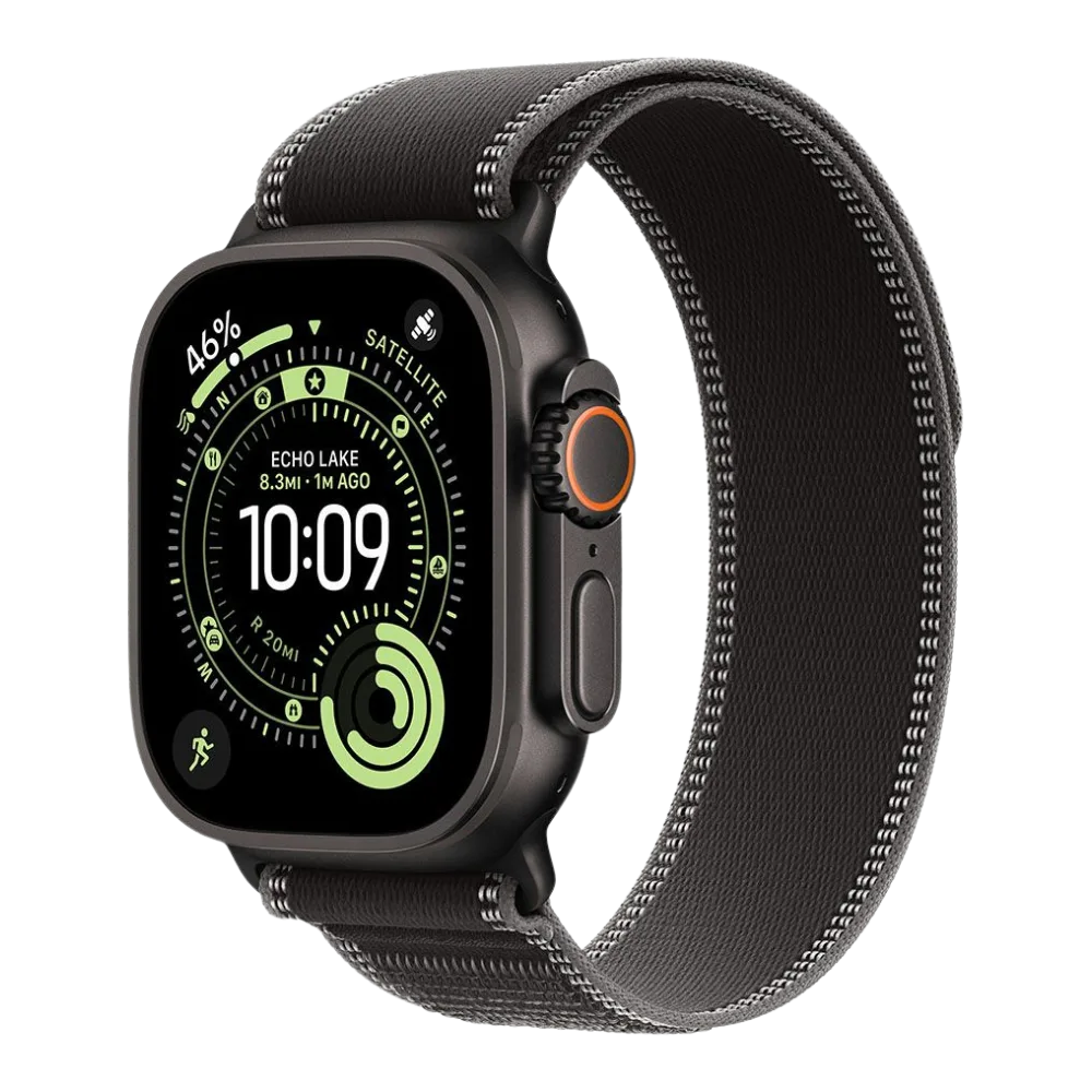 Apple Watch Ultra 3 Cellular 49mm Black Titanium Case with Black/Charcoal Trail Loop - M/L, (mf1h4se/a)