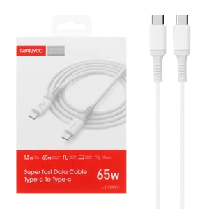 TRANYOO T-X20 Kabl USB-C na USB-C 65W 1.5m, Beli