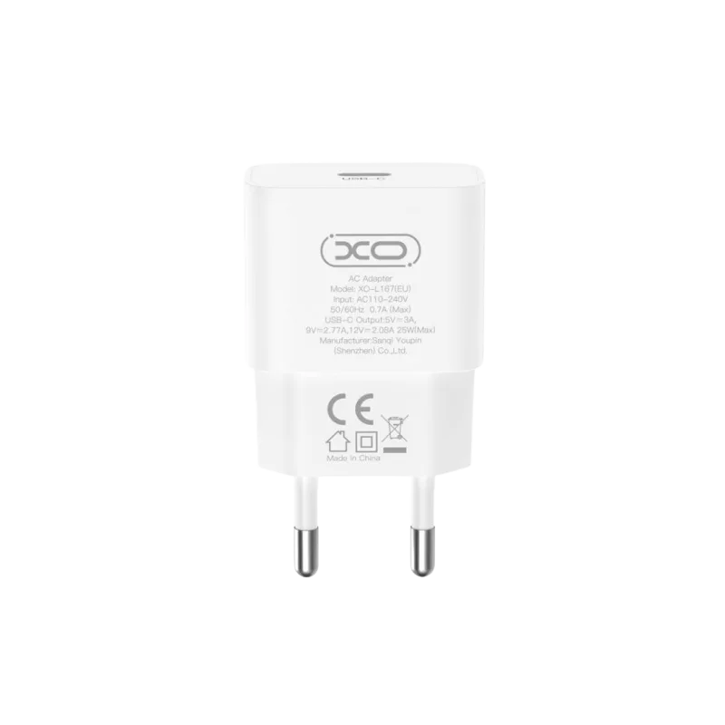 XO Kućni punjač od 25W (USB-C) L167, Beli
