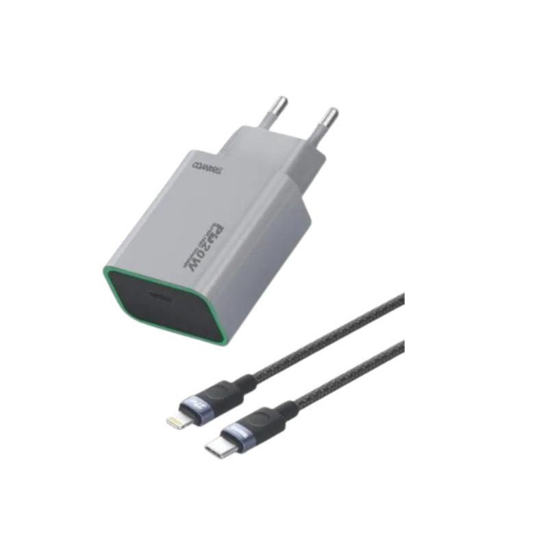 TRANYOO T-EU7L kućni punjač sa kablom 20W, Sivi