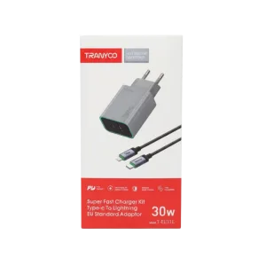 TRANYOO T-EU13C kućni punjač sa kablom 30W, Sivi