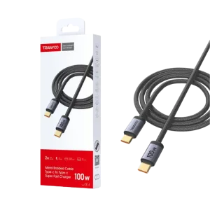 TRANYOO T-CC4 Kabl USB-C na USB-C 100W, Crni