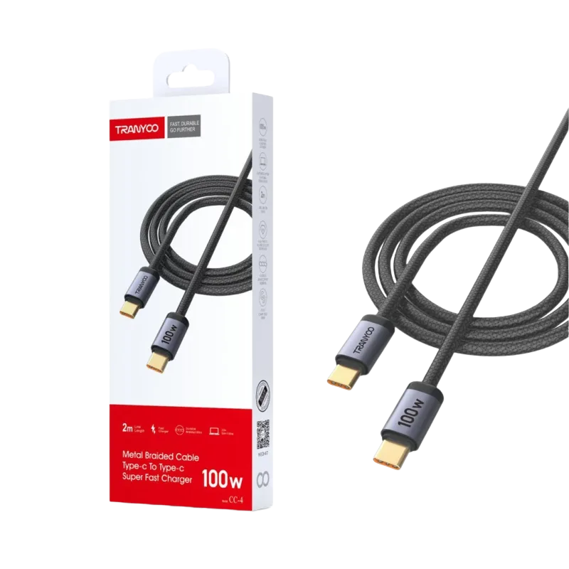 TRANYOO T-CC4 Kabl USB-C na USB-C 100W, Crni
