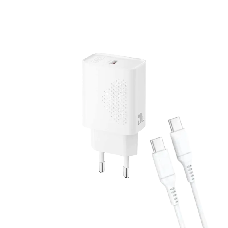 XO Kućni punjač sa kablom od 20W (USB-C) L160, Beli