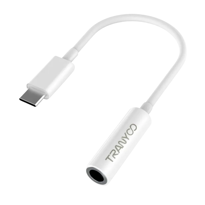 TRANYOO T-E6 adapter USB-C na 3.5mm jack, Beli