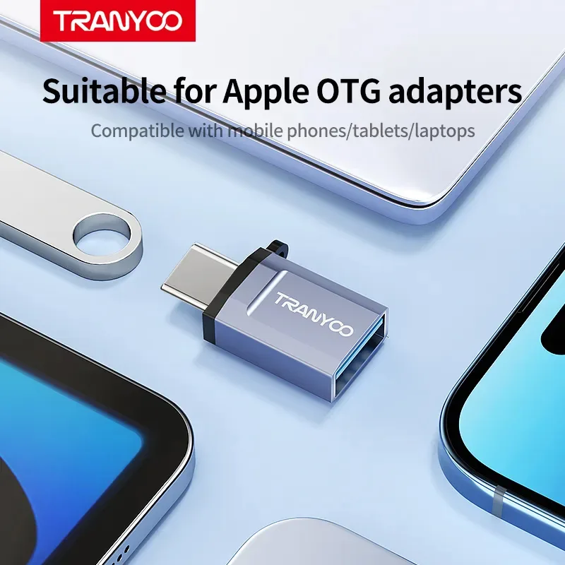 TRANYOO T-E17 Adapter OTG USB-C na Type-A, Sivi