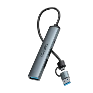 TRANYOO HB11-A Adapter (Hub) USB-A + USB-C, Sivi