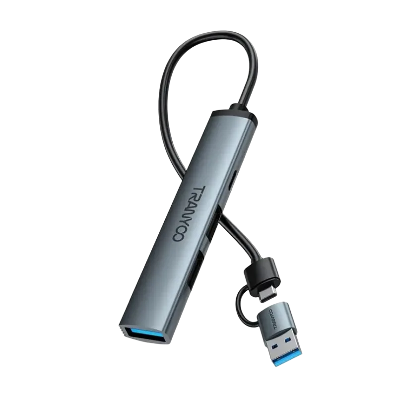 TRANYOO HB11-A Adapter (Hub) USB-A + USB-C, Sivi