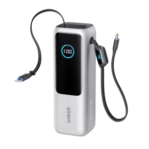 Anker Power Bank 25000mAh 165W sa ugrađenim USB-C kablom na izvlačenje, Sivi