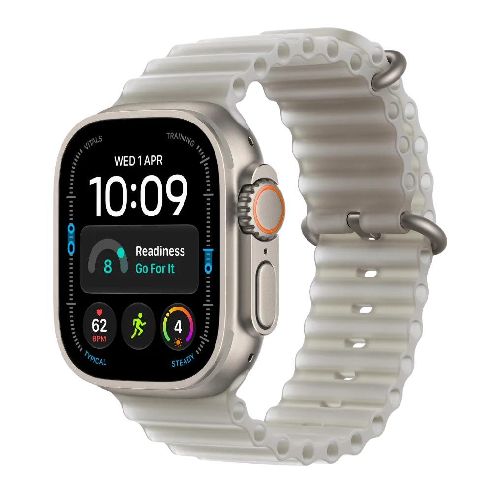 Apple Watch Ultra 4 49mm GPS plus Cellular Natural Titanium Ocean Band Translucent Gray
