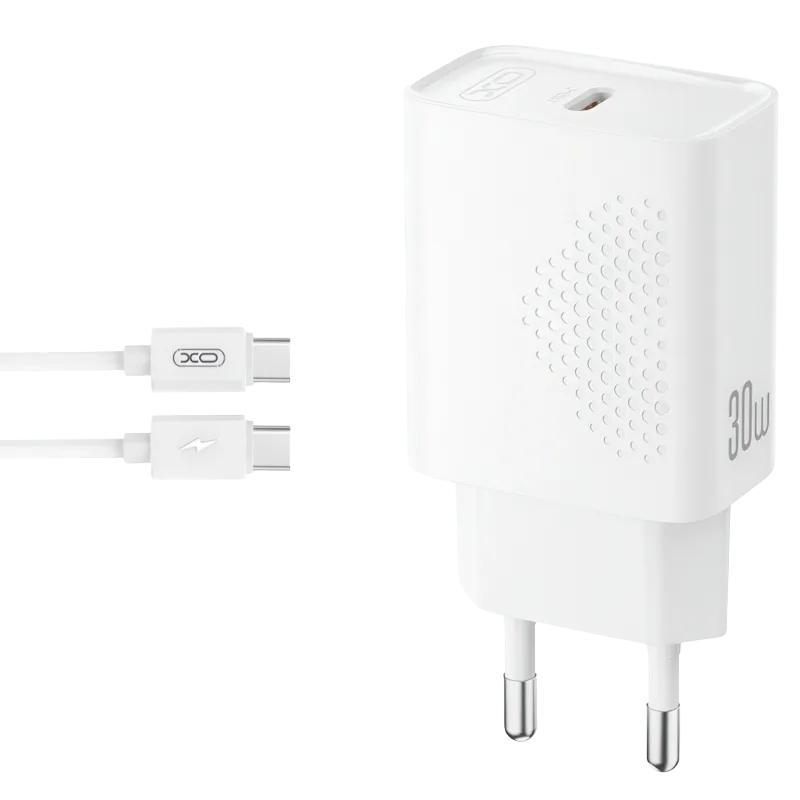 XO L162 Kućni punjač sa kablom 30W (USB-C), Beli
